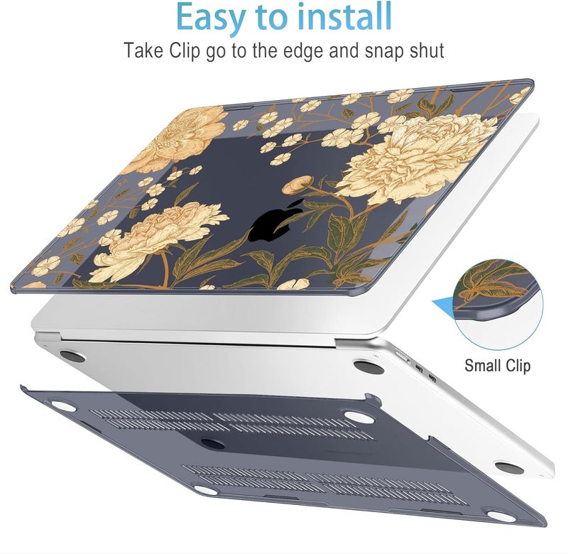 Mektron Designed for 2025/2024/2023 MacBook Air 15 INCH M4 A3241 /M3 A3114 /M2 A2941 Case, Printed Plastic Hard Shell Cover with 15.3" Liquid Retina Display Touch ID, Peony Flowers C186 - Image 5